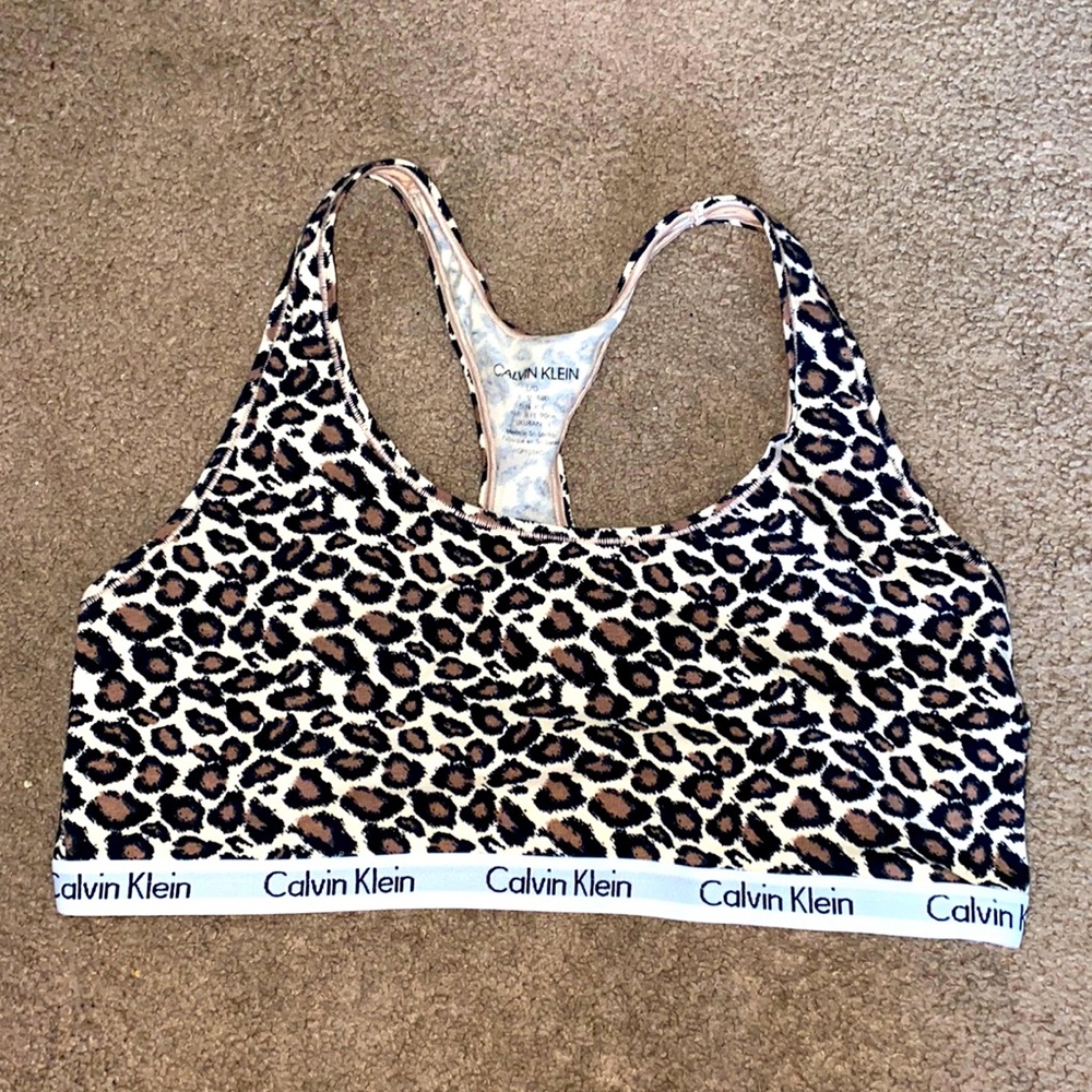 Cheetah print Calvin Klein racer back sports bra. Worn once